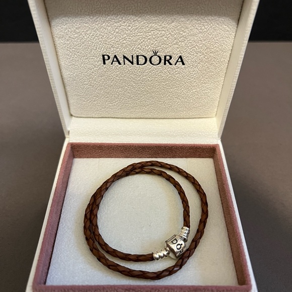Like new. Authentic retired Pandora double wrap leather bracelet. - Picture 4 of 6
